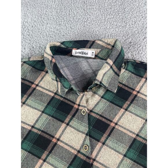 Roommates Shirt Womens Medium Green Plaid Button Up Long Sleeve Stretch Business - Picture 3 of 10